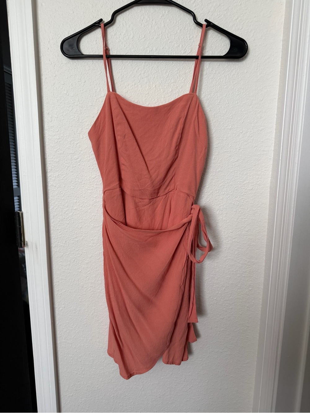 Spaghetti Strap Tie-Waist Coral Dress